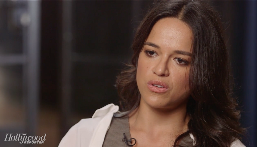 Michelle Rodriguez in an interview with The Hollywood Reporter, posted online on Sept. 13, 2016. Screen grab from video.