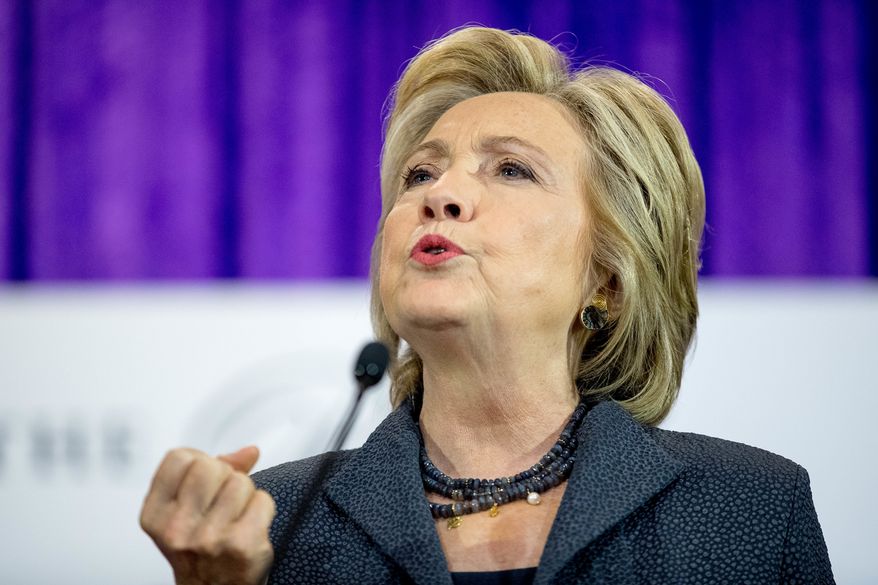 Democratic presidential candidate Hillary Clinton speaks at the Black Women's Agenda's 29th Annual Symposium, Friday, Sept. 16, 2016, in Washington. (AP Photo/Andrew Harnik)