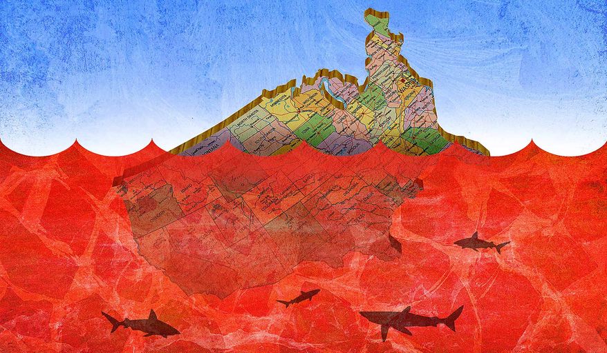 States in Red Ink Illustration by Greg Groesch/The Washington Times