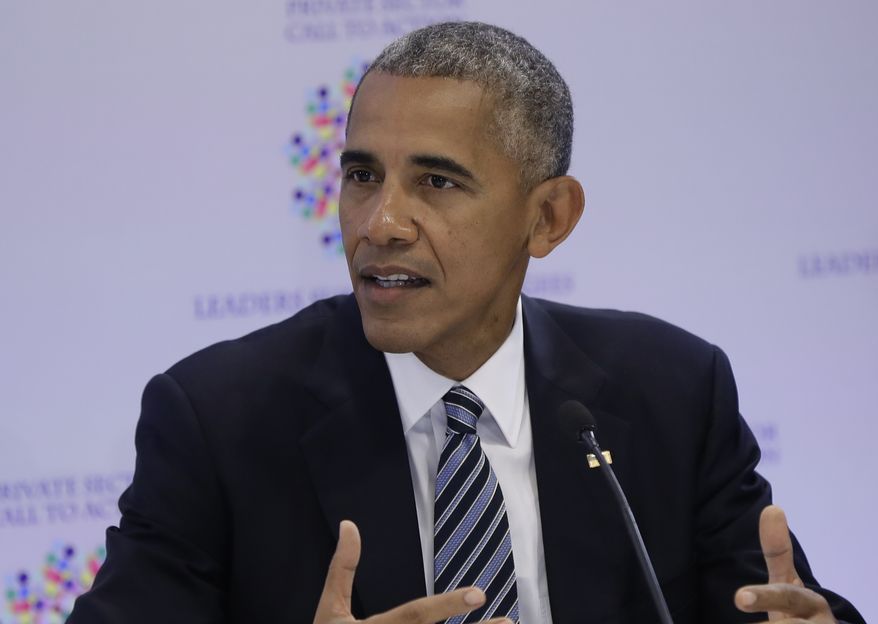 President Barack Obama speaks at a CEO roundtable on the margins of the 71st session of the United Nations General Assembly at UN headquarters, Tuesday, Sept. 20, 2016. (AP Photo/Carolyn Kaster)