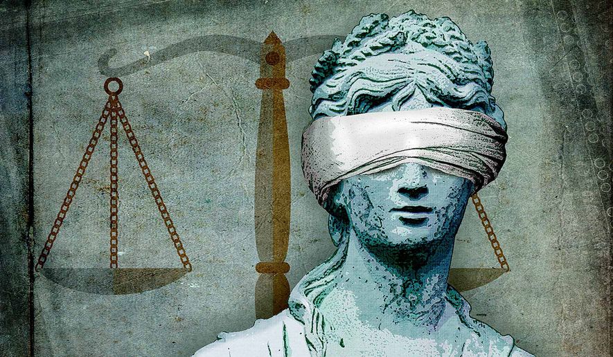 Blind Justice Illustration by Greg Groesch/The Washington Times