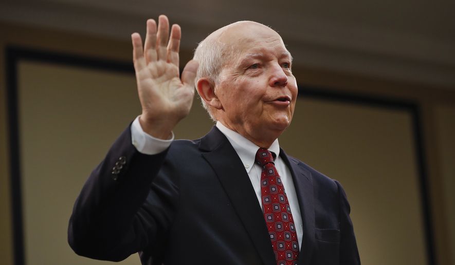 IRS Commissioner John Koskinen is sworn in on Capitol Hill in Washington, Wednesday, Sept. 21, 2016, prior to testifying before the House Judiciary Committee&#39;s impeachment hearing. Commissioner Koskinen has been accused by Republicans of failing to provide information demanded by Congress and lying under oath as it investigated allegations the agency targeted tea party groups that had applied for tax-exempt status. (AP Photo/Pablo Martinez Monsivais)