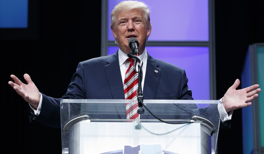 Republican presidential candidate Donald Trump speaks at the Shale Insight Conference, Thursday, Sept. 22, 2016, in Pittsburgh. (AP Photo/ Evan Vucci)