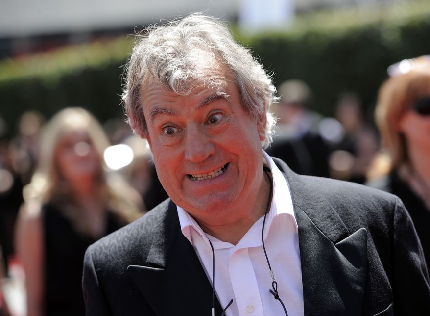 FILE- In this Saturday, Aug. 21, 2010 file photo, Terry Jones arrives at the Creative Arts Emmy Awards in Los Angeles. Jones, one of the founding members of comedy troupe Monty Python, has been diagnosed with dementia. (AP Photo/Chris Pizzello, file)