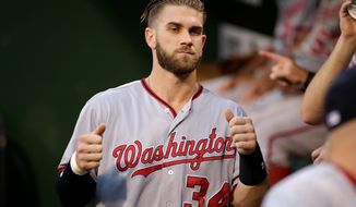 The Washington Nationals did not have an update Monday after Bryce Harper injured his left thumb sliding into third base on Sunday.