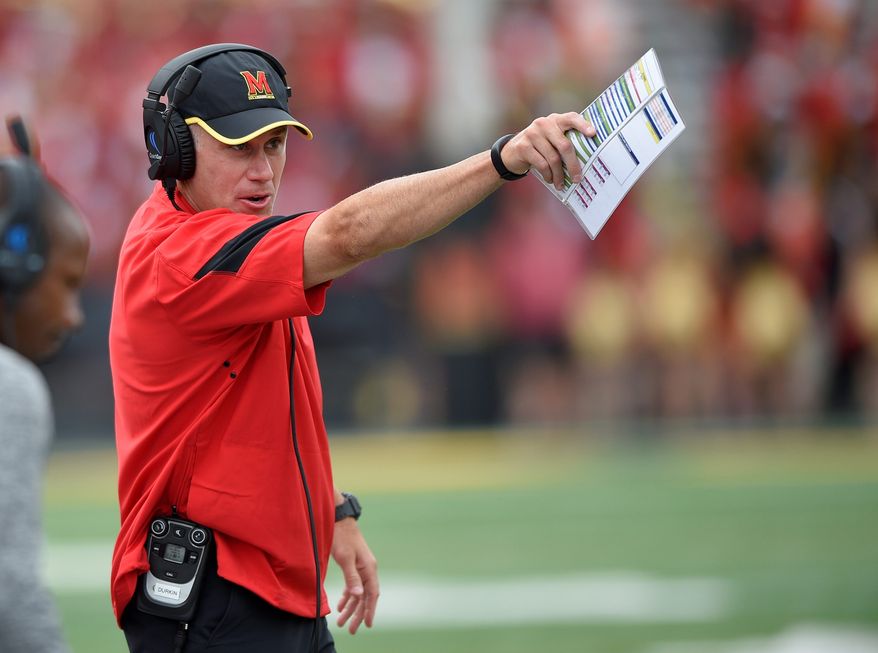Maryland head coach DJ Durkin was put on leave by the university on Saturday, Aug. 11, 2018. (Associated Press Photographs) ** FILE **