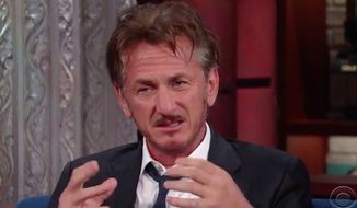 Sean Penn made a rare late-night appearance on &quot;The Late Show With Stephen Colbert&quot; Tuesday, saying Americans can &quot;stick it out&quot; under a Hillary Clinton presidency or &quot;masturbate our way into hell&quot; with Donald Trump. (YouTube/@The Late Show with Stephen Colbert)