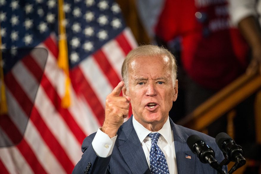 Vice President Joe Biden campaigns for Democratic presidential nominee Hillary Clinton at Church Street Station in Orlando, Fla., on Monday, Oct. 3, 2016. (Loren Elliott/The Tampa Bay Times via AP)