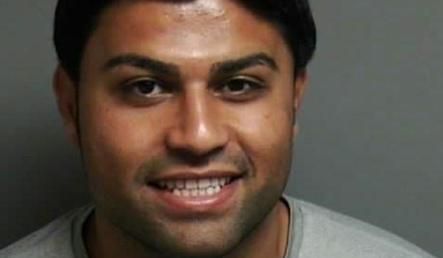 This photo released by the Macomb County Sheriff's Office shows Mohammad Subhi Alsheleh. The 30-year-old man was arrested after an email was sent threatening to "sever the heads" of two Detroit-area judges. The Macomb County sheriff's office says Alsheleh was arraigned Monday, Oct. 3, 2016, in Sterling Heights, Mich., on false report or threat of terrorism and using a computer to commit a crime.(Macomb County Sheriff's Office via AP)