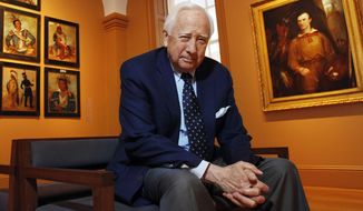 FILE - In this May 13, 2011 file photo, historian and author David McCullough poses at the National Portrait Gallery, in Washington. The Pulitzer Prize-winning historian is working on “The Pioneers,” the story of the first settlers of the Northwest Territory. Simon &amp;amp; Schuster said Thursday, Oct. 6, 2016, the book is scheduled for 2019. (AP Photo/Jacquelyn Martin, File)