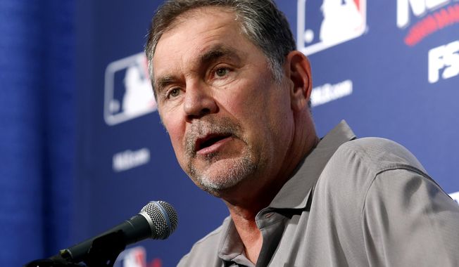 San Francisco Giants manager Bruce Bochy listens to a question during a news conference Thursday, Oct. 6, 2016, in Chicago. The Giants are scheduled to face the Chicago Cubs in Game 1 of a baseball National League Division Series on Friday. (AP Photo/Nam Y. Huh)