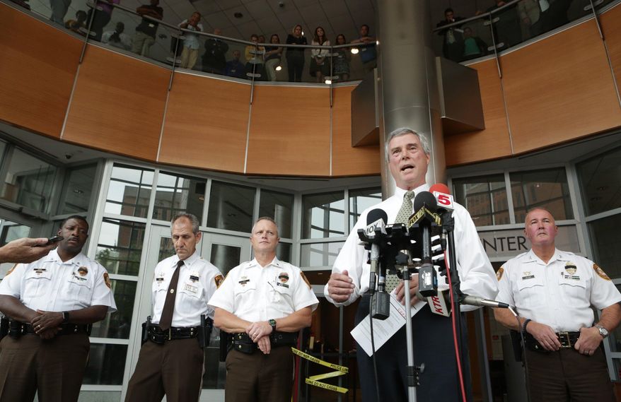 Robert McCulloch , prosecuting attorney for St. Louis County, addresses the media, Thursday, Oct. 6, 2016 in St. Louis. Officer Blake Snyder, a 33-year-old husband with a 2-year-old son, was shot point-blank after encountering the man accused of causing a pre-dawn disturbance in normally quiet, middle-class suburb of Green Park, Police Chief Jon Belmar said. (Laurie Skrivan/St. Louis Post-Dispatch via AP)