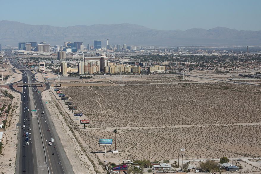 This Monday, Sept. 26, 2016 photo, shows massive lots for sale south of the Strip in Las Vegas and east of Interstate 15. Real estate investors have been scooping up land across the Las Vegas Valley for new projects, from apartment sites in Henderson to housing tracts in Summerlin. But they’re largely avoiding one area in particular, the lifeblood of southern Nevada’s economy, no less: Las Vegas Boulevard. (Brett Le BlancLas Vegas Review-Journal