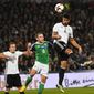 Germany’s Sami Khedira, right, heads for the ball in front of Northern Ireland’s Lee Hodson, center, and Germany’s Mario Goetze, left, during the World Cup Group C qualifying soccer match between Germany and Northern Ireland in Hannover, Germany, Tuesday, Oct. 11, 2016. (AP Photo/Martin Meissner)