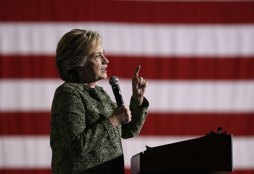 Democratic presidential candidate Hillary Clinton speaks at a rally, Wednesday, Oct. 12, 2016, in Las Vegas. (AP Photo/John Locher)