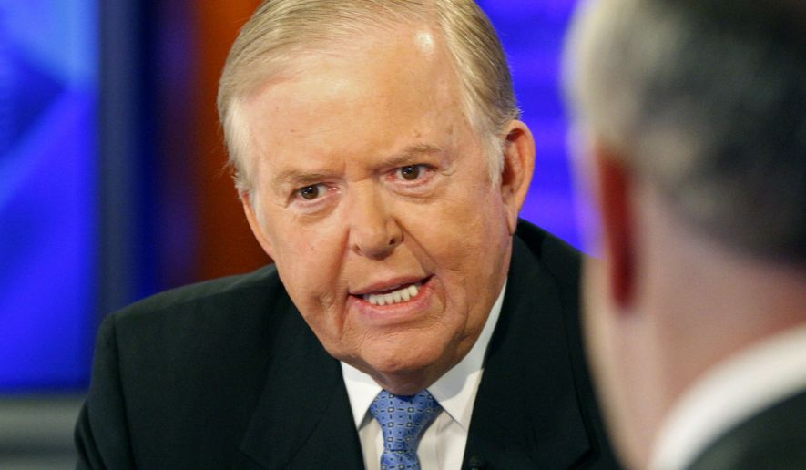 In this Nov. 16, 2009, file photo, Lou Dobbs, left, speaks with Bill O&#39;Reilly during taping a segment for Fox News channel&#39;s &quot;The O&#39;Reilly Factor,&quot; in New York. (AP Photo/Kathy Willens, File)