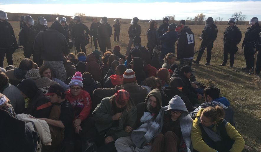 Protesters of the Dakota Access pipeline. Photo by the Morton County [N.D.] Sheriff&#39;s Department.