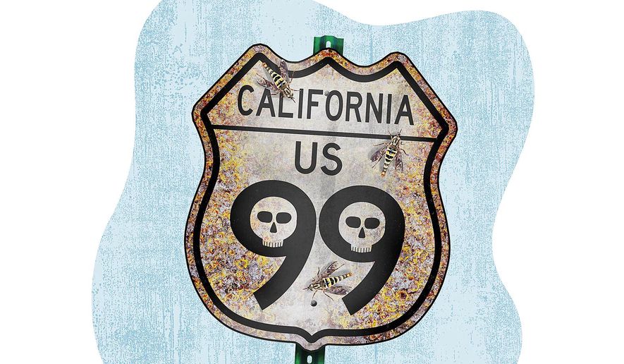 California's Failing Highway 99 Illustration by Greg Groesch/The Washington Times