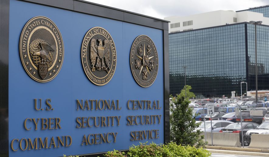 In this June 6, 2013 file photo, the sign outside the National Security Administration (NSA) campus in Fort Meade, Md. (AP Photo/Patrick Semansky, File)