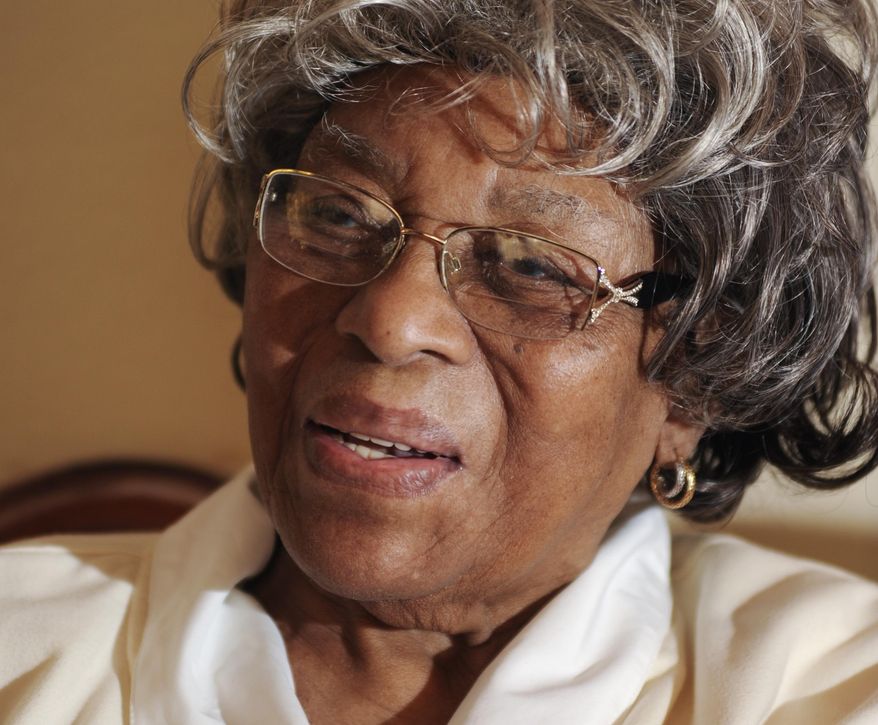 ADVANCE FOR USE SATURDAY, OCT. 29 - In this Tuesday, Oct. 18, 2016 photo, 102-year-old Christine Adams speaks in her home in Resica Falls, Pa. Adams will be casting her vote this year after having voted in every single election in which she was legally able. (Keith R. Stevenson/Pocono Record)