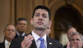 In this July 12, 2016, file photo, House Speaker Paul Ryan of Wisconsin takes questions during a news conference on Capitol Hill in Washington. (AP Photo/J. Scott Applewhite, File)