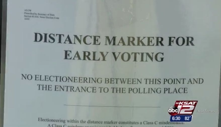 Brett Mauthe, 55, of Bulverde, was jailed last week on electioneering charges after he wore a pro-Donald Trump hat a shirt into a polling place. (KSAT)