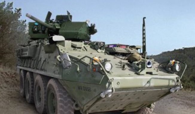 The U.S. Army will conduct a test of 50-kilowatt-class lasers on its Directed Energy-Maneuver Short-Range Air Defense initiative (M-SHORAD) Strykers in 2021. (Image: U.S. Army)