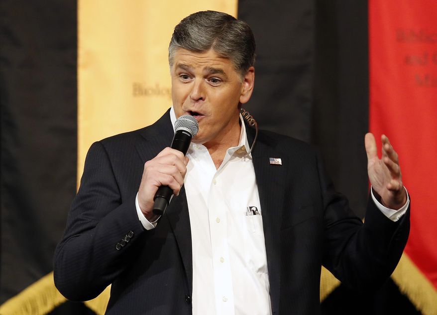 Fox News Channel's Sean Hannity speaks during a campaign rally for Republican presidential candidate, Sen. Ted Cruz, R-Texas, in Phoenix, March 18, 2016. (AP Photo/Rick Scuteri, File) ** FILE **