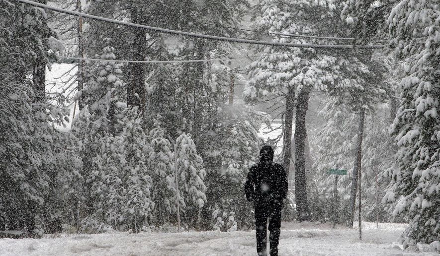 FILE - This Oct. 17, 2016 file photo shows snow blanketing an area near Serene Lakes in Soda Springs, Calif. The U.S. Drought Monitor says a rainy fall has helped pull nearly one-fourth of California out of the state's five-year drought, Thursday, Nov. 3, 2016. (AP Photo/Rich Pedroncelli, File)