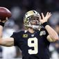 In this Oct. 30, 2016 photo, New Orleans Saints quarterback Drew Brees (9) warms up before an NFL football game against the Seattle Seahawks in New Orleans. The Saints started the season by losing three straight games only to play themselves right back into contention behind improved play and Drew Brees&#39; big arm. (AP Photo/Bill Feig)
