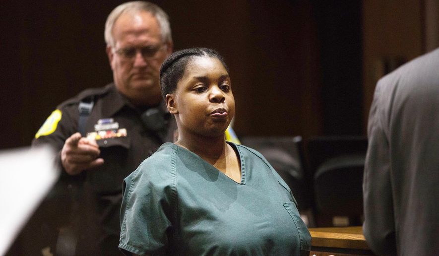 Daveeta Walker stands in Kalamazoo Circuit Court in Kalamazoo, Mich., on Monday, Nov. 7, 2016 for sentencing. Walker was sentenced to life in prison without possibility of parole for the first degree murder of her 4-year-old daughter Kharisma Richardson in Kalamazoo in April. Richardson suffered from child abuse and torture from Walker and was found dead on her fourth birthday. On the witness stand, Walker denied abusing her children. (Bryan Bennett/Kalamazoo Gazette-MLive.com)