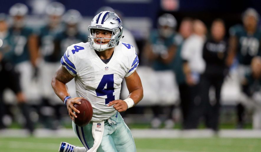 Cowboys quarterback Dak Prescott has Dallas in a comfortable NFC lead. (Associated Press)