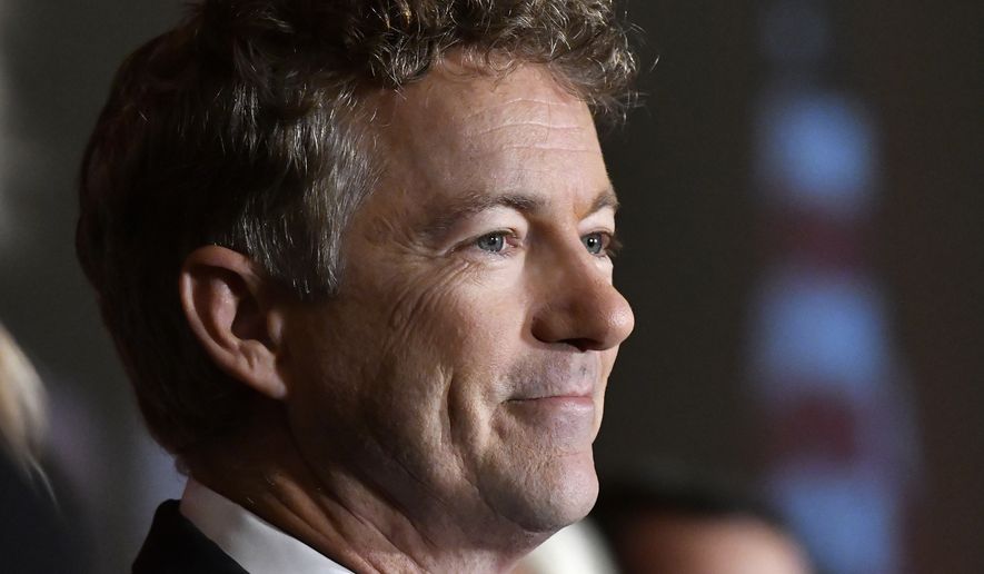 Sen. Rand Paul, R-Ky. smiles at the crowd during his victory celebration, Tuesday, Nov. 8, 2016, in Louisville Ky. (AP Photo/Timothy D. Easley) ** FILE **