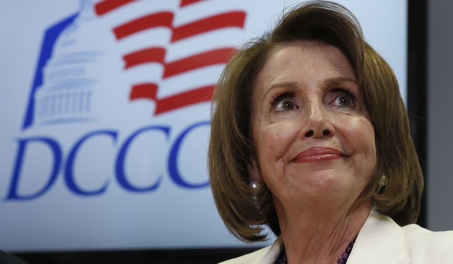 House Minority Leader Nancy Pelosi of California pauses during an Election Day news conference at the Democratic Congressional Campaign Committee Headquarters in Washington, Tuesday, Nov. 8, 2016. (AP Photo/Carolyn Kaster)