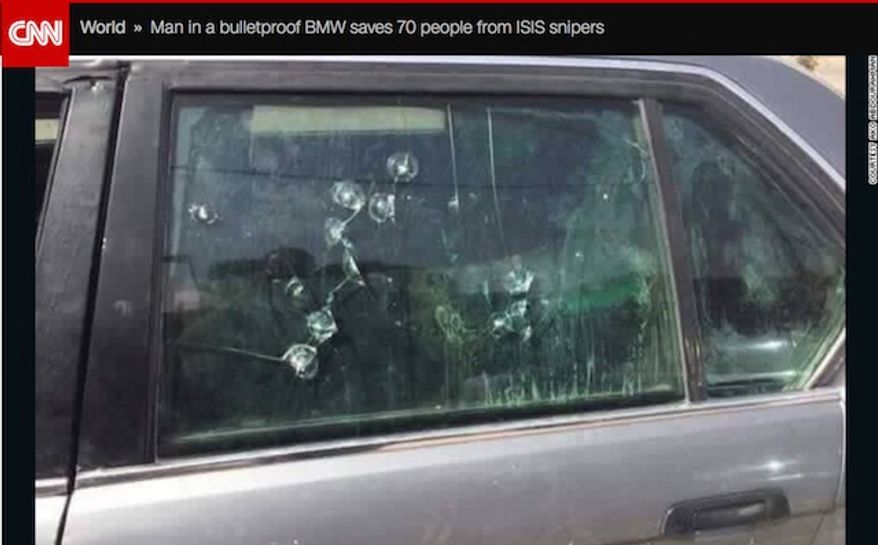 Ako Abdulrahman saved 70 Iraqis in Kirkuk when ISIS snipers attacked Oct. 21. The hero drove his bulletproof BMW throughout the city while telling himself, "My people are in danger, they need me." (CNN screenshot via Ako Abdulrahman)