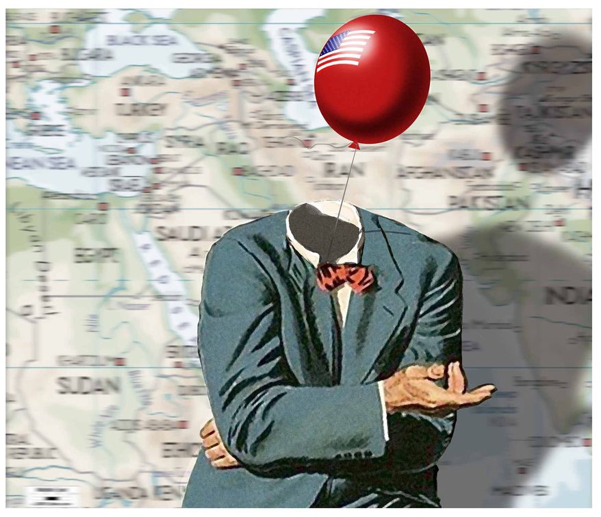Illustration on the history of "know-nothing" U.S. Middle East policy by Alexander Hunter/The Washington Times