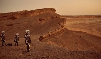 This image released by National Geographic shows a scene from the series, &amp;quot;Mars,&amp;quot; premiering Monday at 9 p.m. ET on the National Geographic channel. The series brought together scientific consultants, director Everardo Gout, producer Justin Wilkes as showrunner, and executive producers Ron Howard and Brian Grazer. (Robert Viglasky/National Geographic Channels via AP)