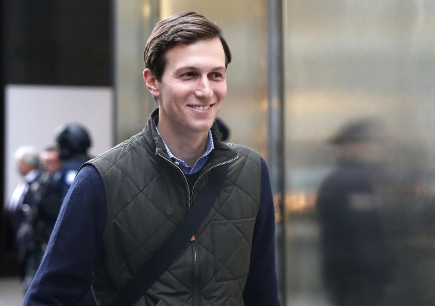 Jared Kushner, son-in-law of of President-elect Donald Trump walks from Trump Tower, Monday, Nov. 14, 2016, in New York. As Trump and President Barack Obama met privately at the White House, Kushner, strolled the mansion's South Lawn, deep in conversation with Obama's chief of staff. (AP Photo/Carolyn Kaster)