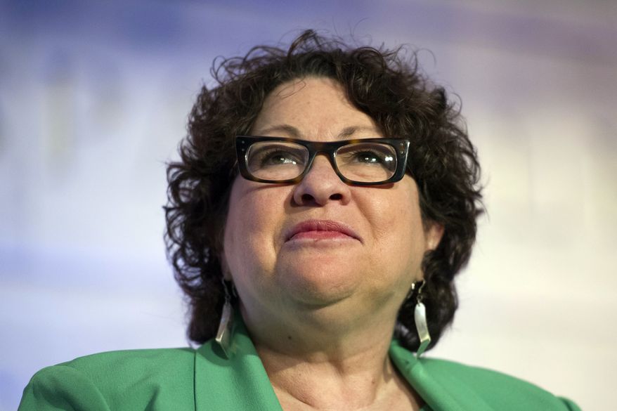 In this June 1, 2016, file photo, Supreme Court Justice Sonia Sotomayor speaks at the Smithsonian Museum of American History in Washington. Sotomayor said Nov. 15, that Americans "can't afford to despair" in the wake of Donald Trump's election as president. Speaking to an audience at a Capitol Hill cultural center, Sotomayor said the nation can't afford for a president to fail, but stressed that "every person has an obligation both to continue being heard and to continue doing the right thing." (AP Photo/Cliff Owen. File)