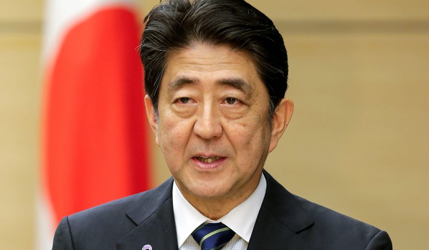 Japanese Prime Minister Shinzo Abe speaks during a joint press remarks with Malaysian Prime Minister Najib Razak following the bilateral summit talks at Abe's official residence in Tokyo Wednesday, Nov. 16, 2016. (Kimimasa Mayama/Pool Photo via AP) (Associated Press)