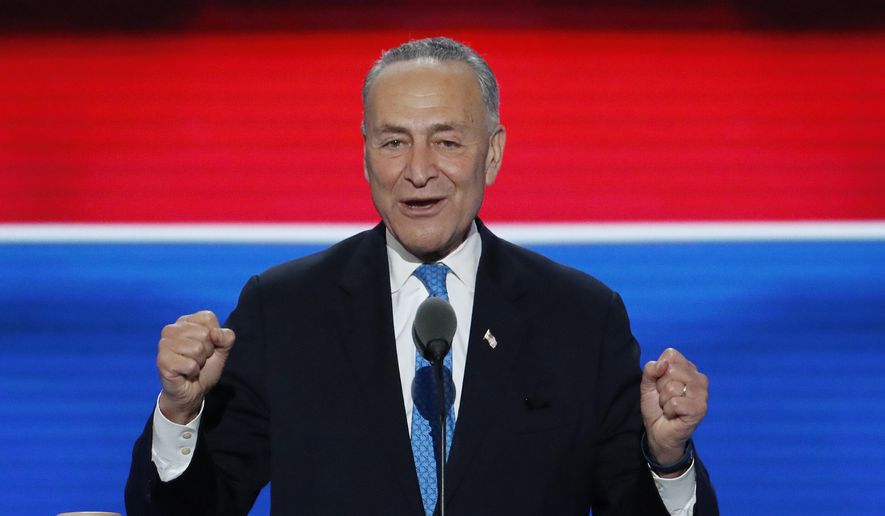In this July 26, 2016, file photo, Sen. Chuck Schumer, D-NY., speaks during the second day of the Democratic National Convention in Philadelphia. (AP Photo/J. Scott Applewhite, File)