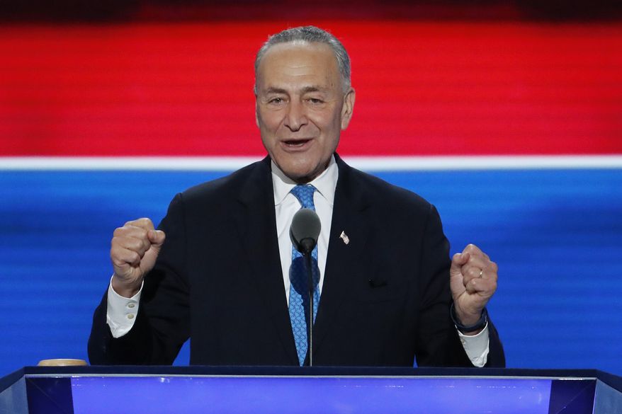 In this July 26, 2016, file photo, Sen. Chuck Schumer, D-NY., speaks during the second day of the Democratic National Convention in Philadelphia. (AP Photo/J. Scott Applewhite, File)