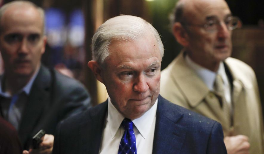 In this Nov. 15, 2016, file photo, Sen. Jeff Sessions, R-Ala., arrives at Trump Tower in New York. (AP Photo/Carolyn Kaster, File)