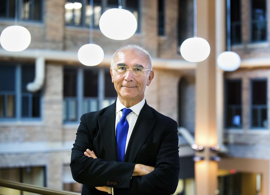 ADVANCE FOR USE SATURDAY, NOV. 19 - In this Sept. 15, 2016 photo, Hamid Shirvani, the new president of Briar Cliff University, poses for a photo in Sioux City, Iowa. (Justin Wan/Sioux City Journal via AP)
