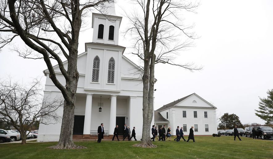 President-elect Donald Trump, Vice President-elect Mike Pence and his daughter Charlotte, Kellyanne Conway, and Incoming White House Chief of Staff Reince Priebus, walk from Lamington Presbyterian Church in Bedminster, N.J., Sunday, Nov. 20, 2016, in Bedminster, after attending services. (AP Photo/Carolyn Kaster)