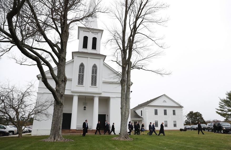 President-elect Donald Trump, Vice President-elect Mike Pence and his daughter Charlotte, Kellyanne Conway, and Incoming White House Chief of Staff Reince Priebus, walk from Lamington Presbyterian Church in Bedminster, N.J., Sunday, Nov. 20, 2016, in Bedminster, after attending services. (AP Photo/Carolyn Kaster)