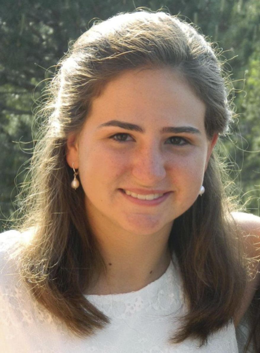 This undated handout photograph provided by Hannah Carrese shows Carrese, winner of a prestigious Rhodes Scholarship at Oxford. Carrese will study mass migrations caused by world turmoil. Carrese worked with refugees from Bhutan while she was in high school in Colorado Springs, Colo., and went to Mexico to work with refugees fleeing violence in Central America. (Hannah Carrese via AP)