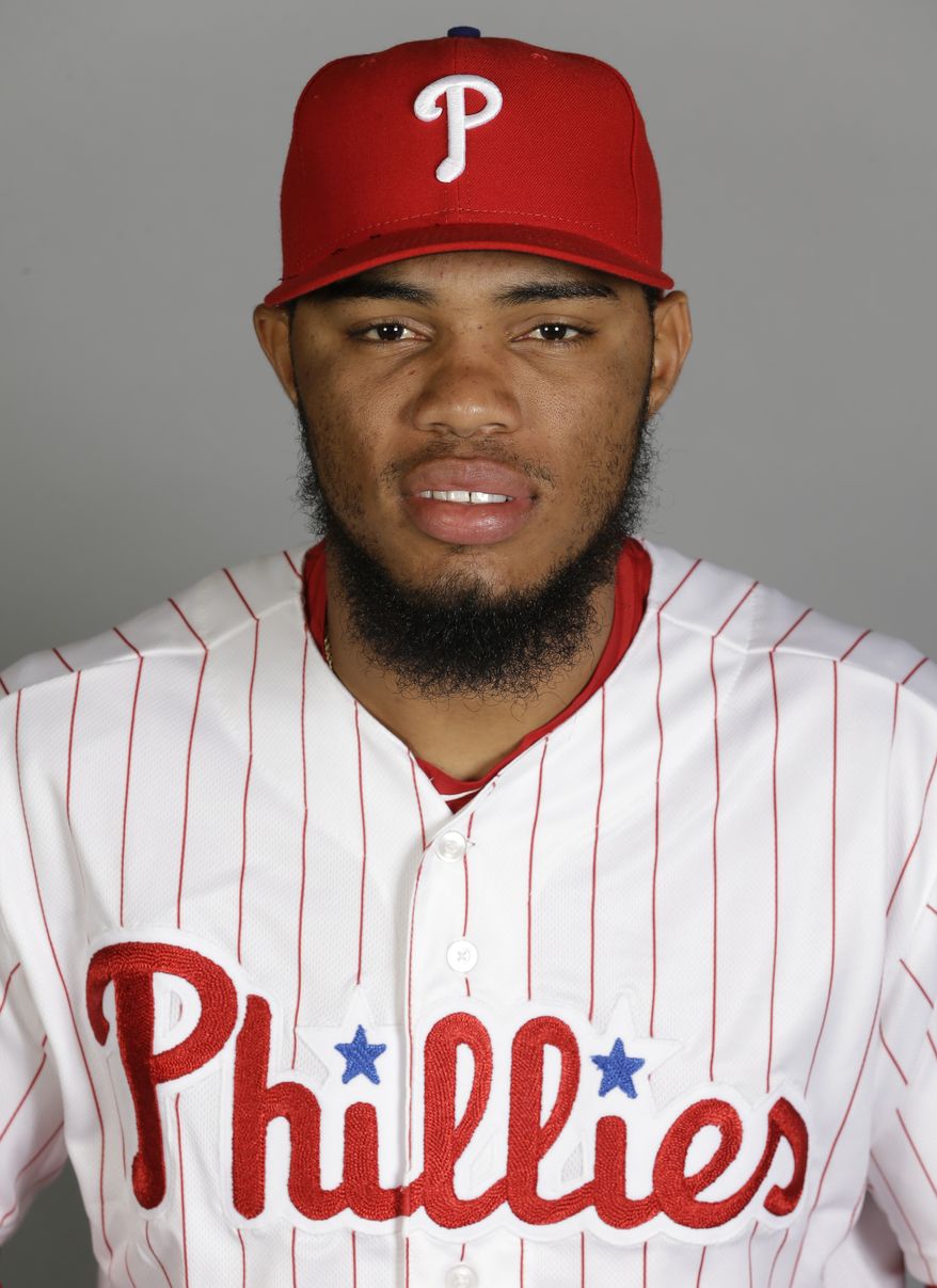 This is a 2016 photo of Jimmy Cordero of the Philadelphia Phillies. This image represents the Phillies active roster on Friday Feb. 26, 2016, in Clearwater, Fla. (AP Photo/Chris O'Meara) **FILE**