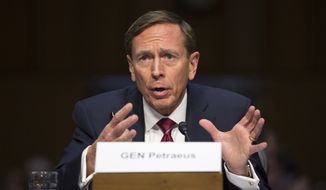 David Petraeus testifies on Capitol Hill in Washington in this Sept. 22, 2015, file photo. (AP Photo/Evan Vucci, File) ** FILE **