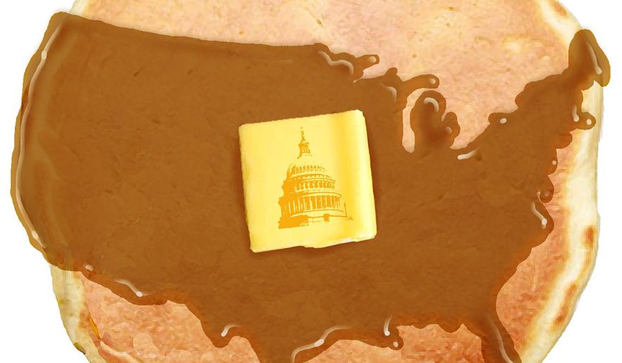 Illustration on history's proper focus on the America people beyond the activities of their government by Alexander Hunter/The Washington Times